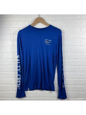 Salty Crew Fishing Sun Shirt long sleeve Royal Blue Shark Graphic tee upf XL